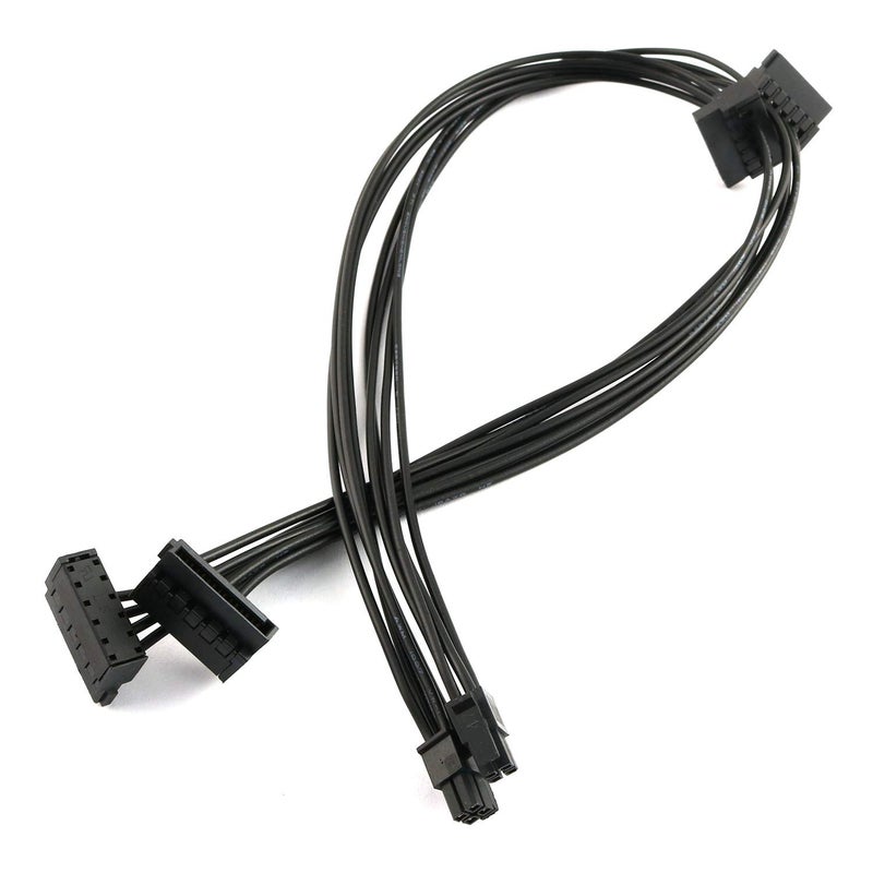 RuiLing 2pcs Black Motherboard ATX Mini 4 Pin to 2X Right-Angle 15 Pin SATA Hard Drive HDD Power Supply Adapter Cable 18AWG 19.7 Inch - Image 1